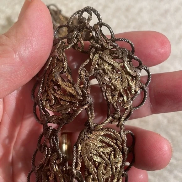 Wire Twisted Stranded Metal Belt/Necklace Unique Rosette Buckle - Picture 9 of 12